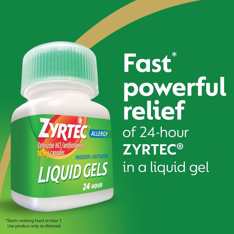 slide 3 of 9, Zyrtec 24 Hour Allergy Relief Capsules - Cetirizine HCl - 40ct, 40 ct