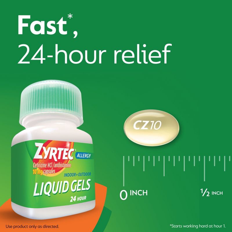 slide 8 of 9, Zyrtec 24 Hour Allergy Relief Capsules - Cetirizine HCl - 40ct, 40 ct