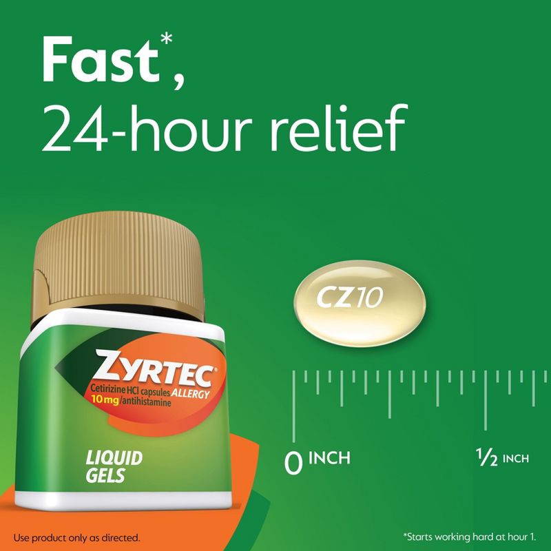 slide 7 of 8, Zyrtec 24 Hour Allergy Relief Capsules - Cetirizine HCl - 40ct, 40 ct