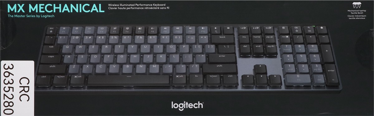 slide 5 of 10, Logitech Mx Mechanical Wireless Illuminated Performance Keyboard - Tactile Quiet Switches - Graphite - Backlit Keys - Bluetooth, 1 ct