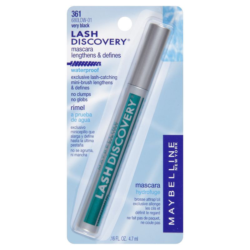 slide 3 of 3, Maybelline Lash Discovery Mini-Brush Defining & Lengthening Mascara - Very Black Waterproof - 0.16 fl oz, 0.16 fl oz