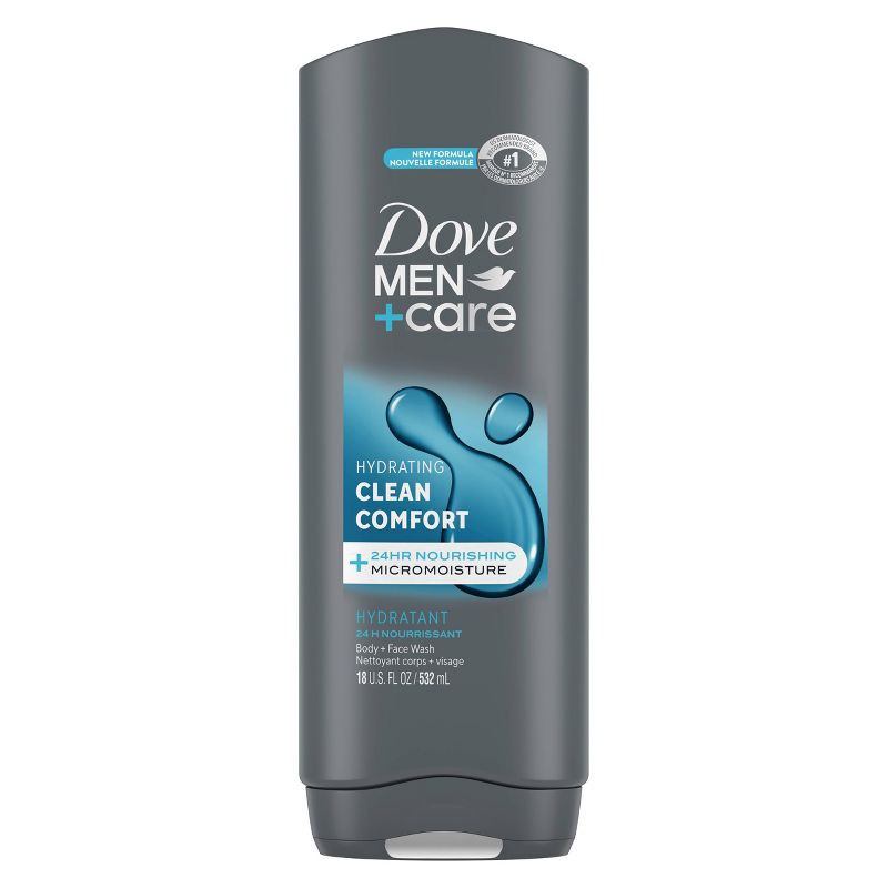 slide 2 of 9, Dove Men+Care Clean Comfort Micro Moisture Mild Formula Body Wash - 18 fl oz, 18 fl oz