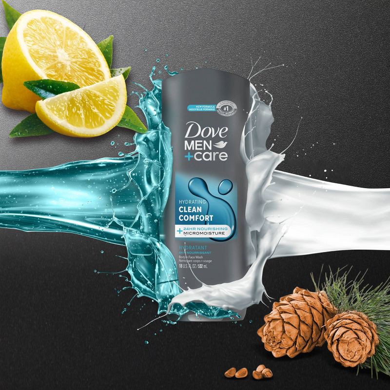 slide 4 of 11, Dove Men+Care Clean Comfort Hydrating Body & Face Wash - Sulfate Free - 18 fl oz, 18 fl oz