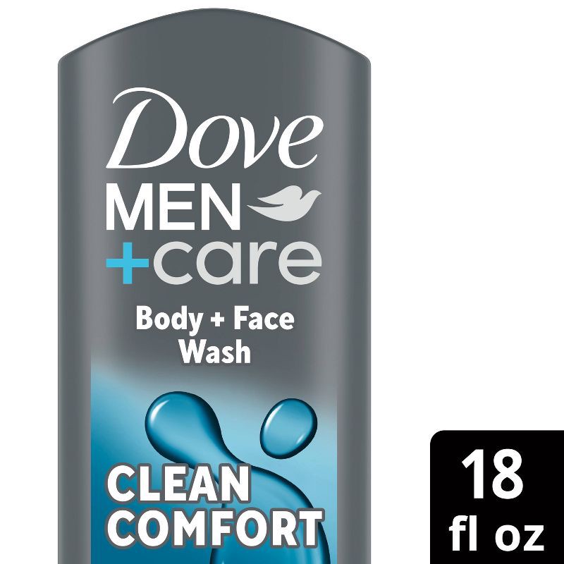 slide 1 of 9, Dove Men+Care Clean Comfort Micro Moisture Mild Formula Body Wash - 18 fl oz, 18 fl oz