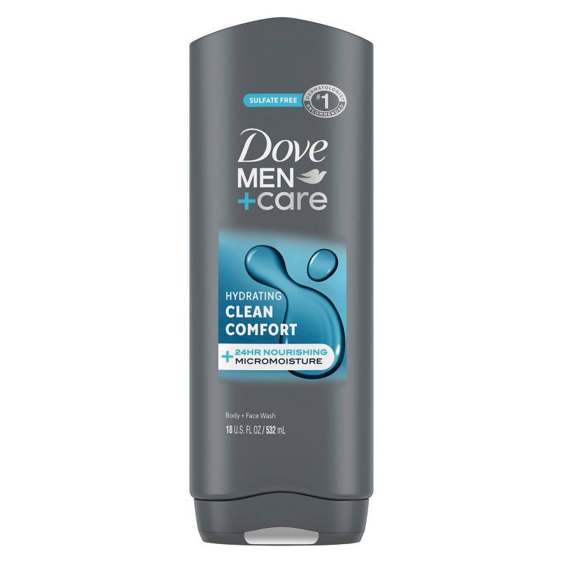 slide 1 of 11, Dove Men+Care Clean Comfort Hydrating Body & Face Wash - Sulfate Free - 18 fl oz, 18 fl oz