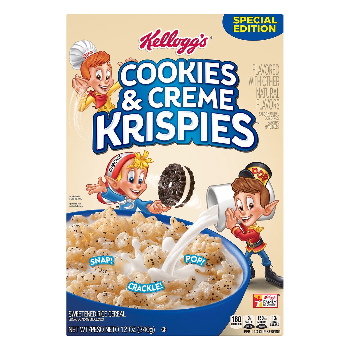 slide 1 of 5, Cookies and Creme Krispies Breakfast Cereal, Original, 12 oz, 12 oz