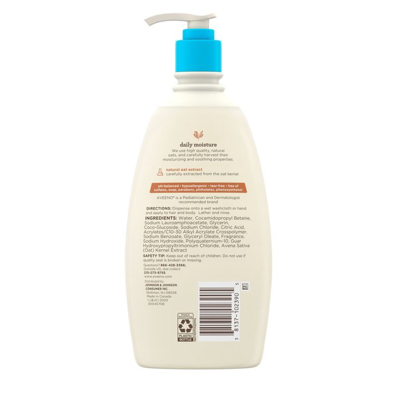slide 2 of 7, Aveeno Baby Daily Moisture Gentle Body Bath Wash & Shampoo - Lightly Scented - 18 fl oz, 18 fl oz