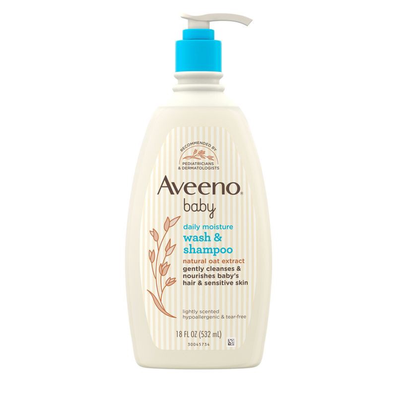 slide 7 of 7, Aveeno Baby Daily Moisture Gentle Body Bath Wash & Shampoo - Lightly Scented - 18 fl oz, 18 fl oz