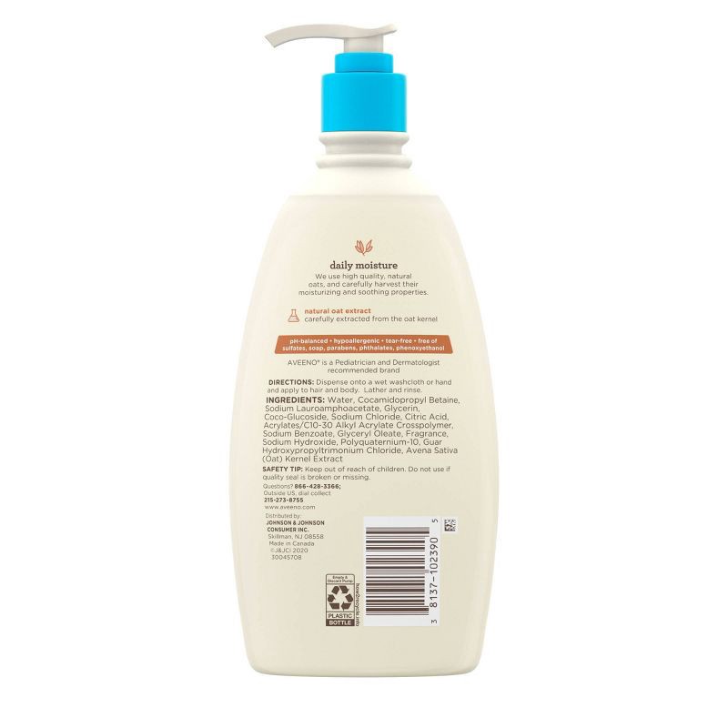 slide 7 of 7, Aveeno Baby Daily Moisture Gentle Body Bath Wash & Shampoo - Lightly Scented - 18 fl oz, 18 fl oz