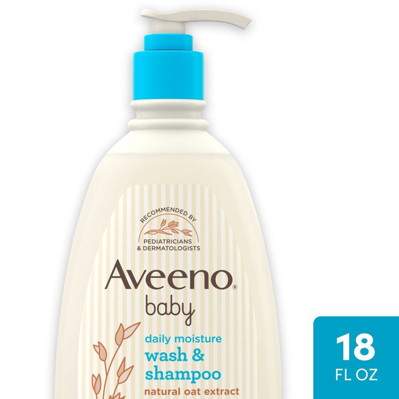 slide 1 of 7, Aveeno Baby Daily Moisture Gentle Body Bath Wash & Shampoo - Lightly Scented - 18 fl oz, 18 fl oz