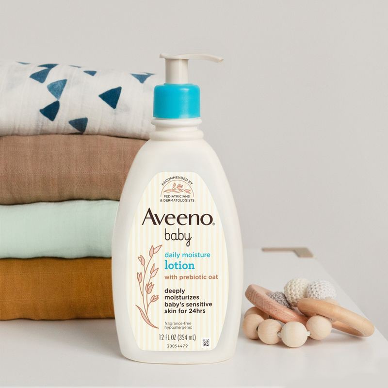 slide 4 of 5, Aveeno Baby Daily Moisture Body Lotion for Delicate Skin with Natural Colloidal Oatmeal & Dimethicone - 18 fl oz, 18 fl oz