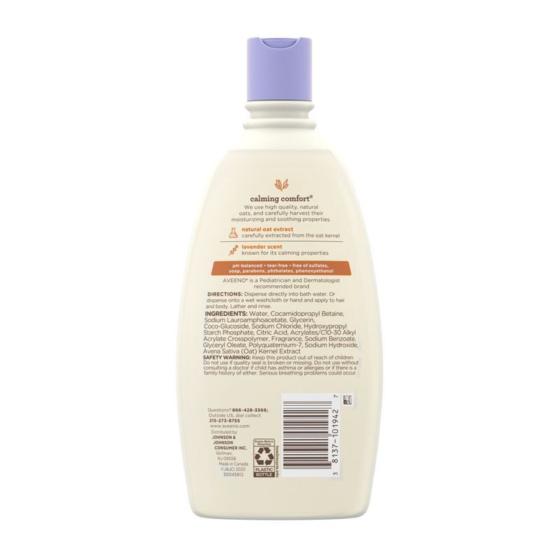 slide 12 of 12, Aveeno Baby Nighttime Calming Comfort Bath, Body & Hair Wash - Lavender and Vanilla Scent - 18 fl oz, 18 fl oz