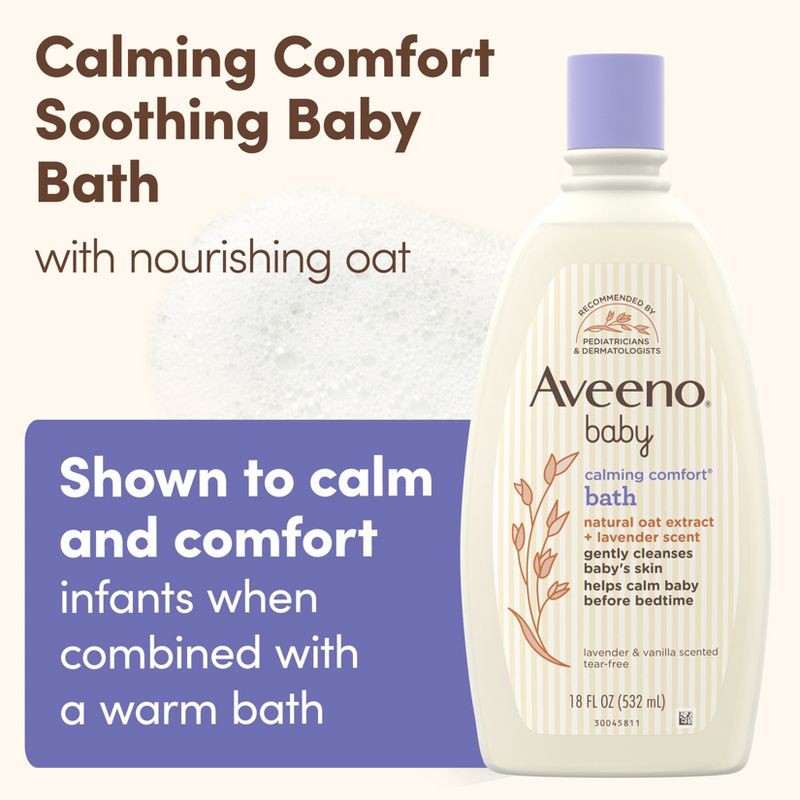 slide 5 of 12, Aveeno Baby Nighttime Calming Comfort Bath, Body & Hair Wash - Lavender and Vanilla Scent - 18 fl oz, 18 fl oz