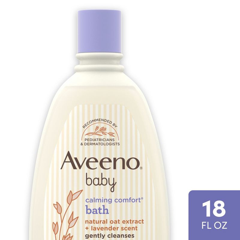 slide 1 of 12, Aveeno Baby Nighttime Calming Comfort Bath, Body & Hair Wash - Lavender and Vanilla Scent - 18 fl oz, 18 fl oz