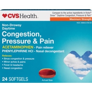 slide 1 of 1, CVS Health Non Drowsy Daytime Congestion Pressure & Pain Liquigels, 24 ct