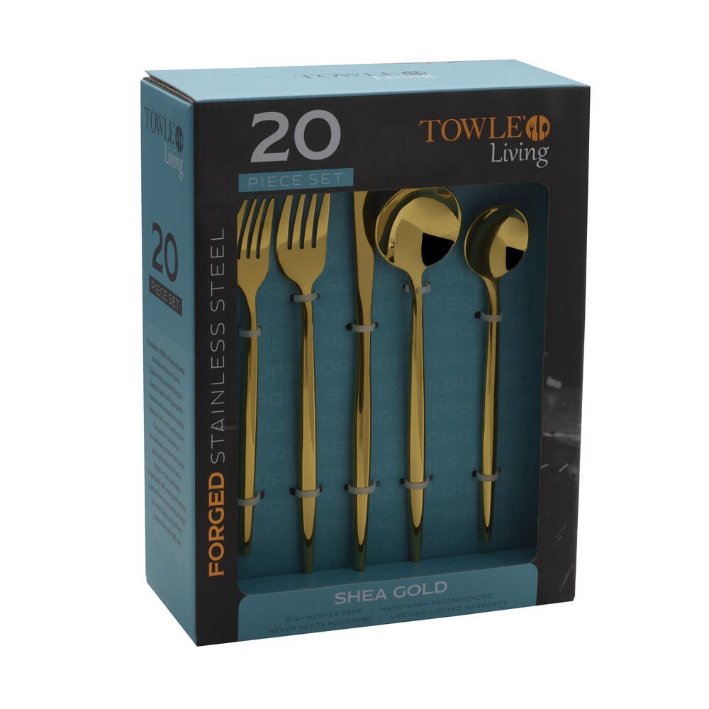 slide 4 of 5, Towle Living Forged Shea Flatware Set - Gold, 20 ct