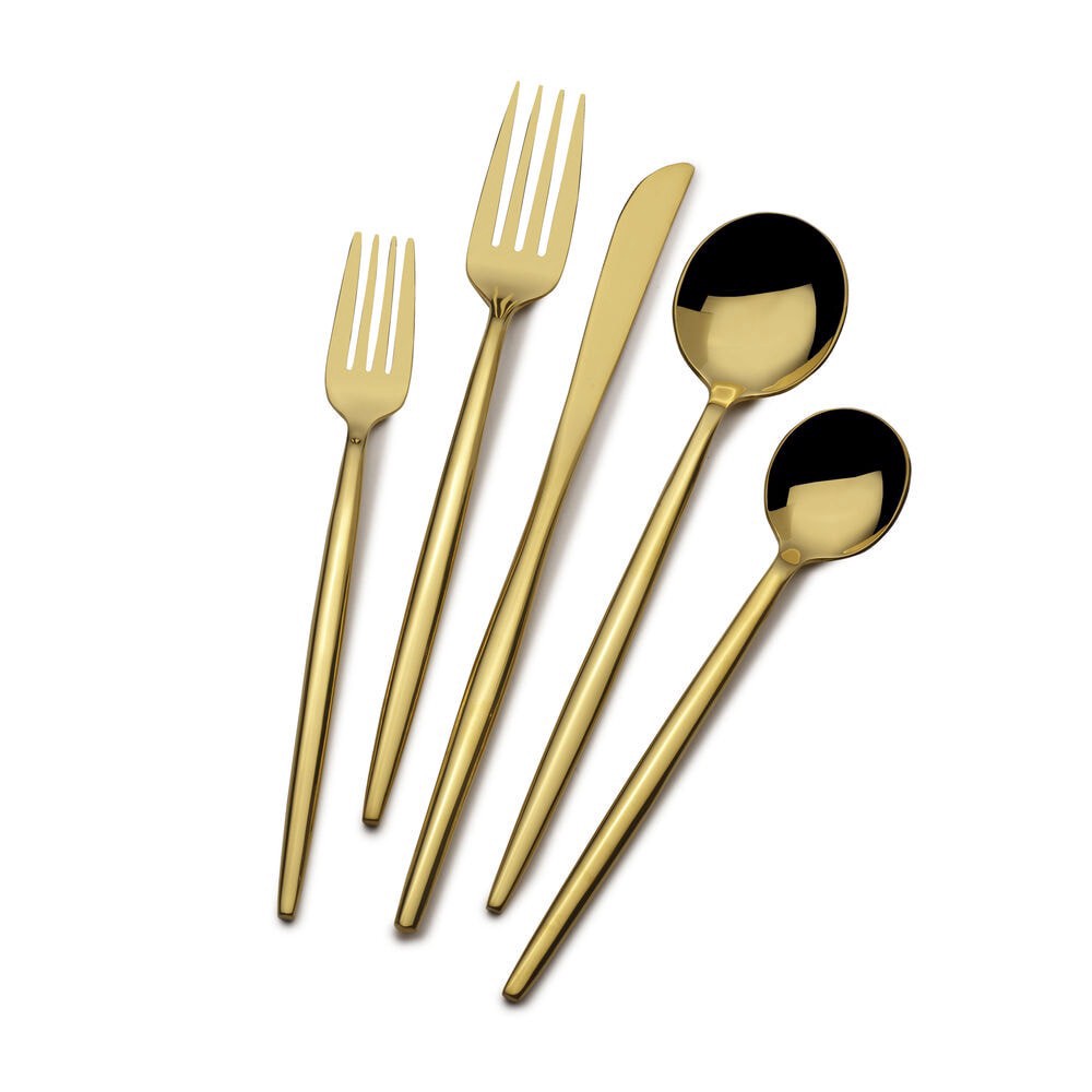 slide 5 of 5, Towle Living Forged Shea Flatware Set - Gold, 20 ct