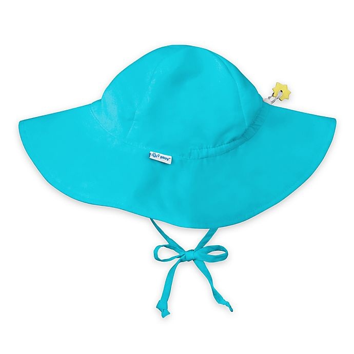 slide 1 of 5, i play. by Green Sprouts Newborn Brim Sun Hat - Aqua, 1 ct