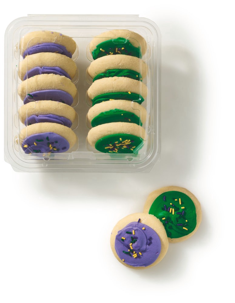 slide 1 of 5, Bakery Fresh Mardi Gras Vanilla Frosted Cookies, 13.5 oz