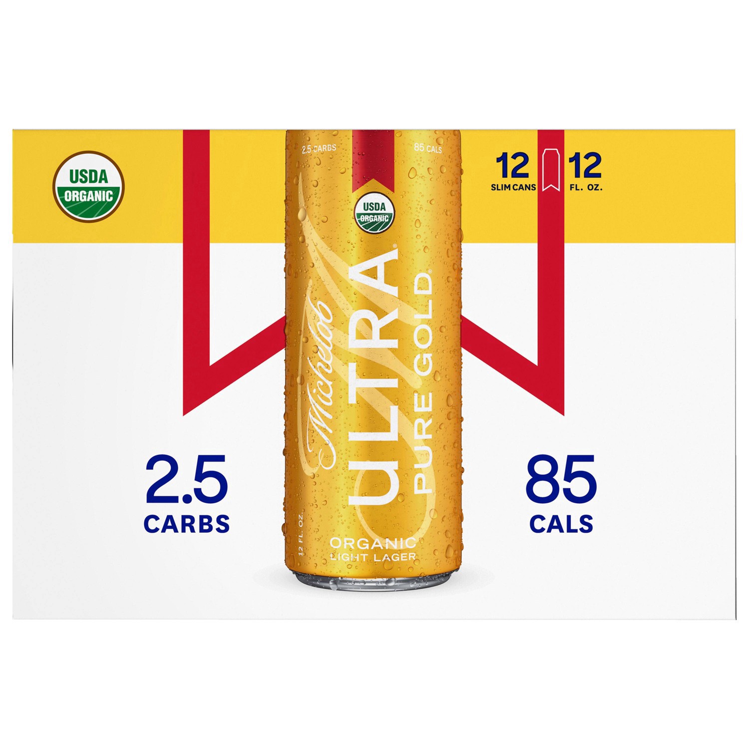 slide 90 of 134, Michelob Ultra Pure Gold Organic Light Lager Beer, 12-12 fl. oz. Cans, 12 ct; 12 oz