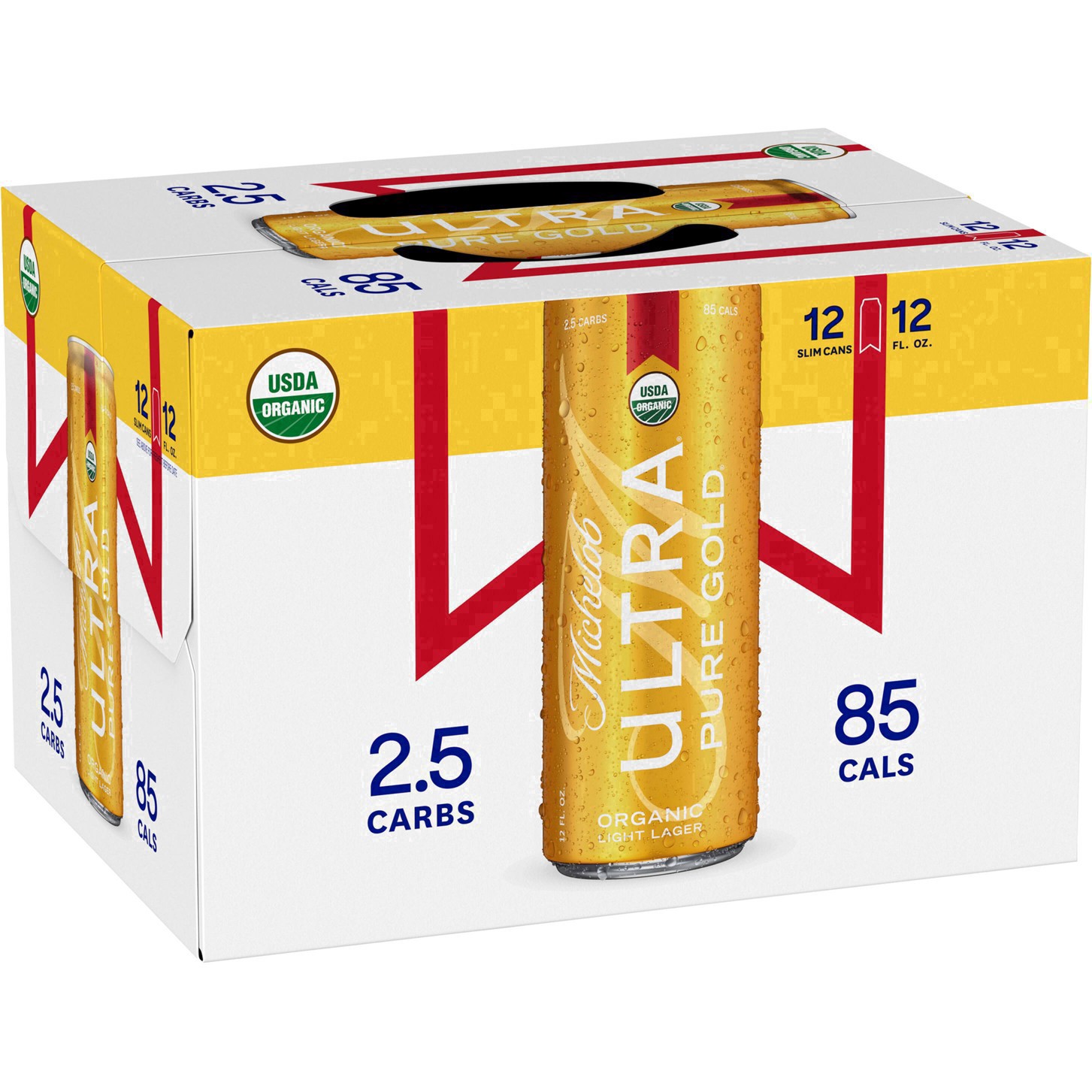 slide 21 of 134, Michelob Ultra Pure Gold Organic Light Lager Beer, 12-12 fl. oz. Cans, 12 ct; 12 oz