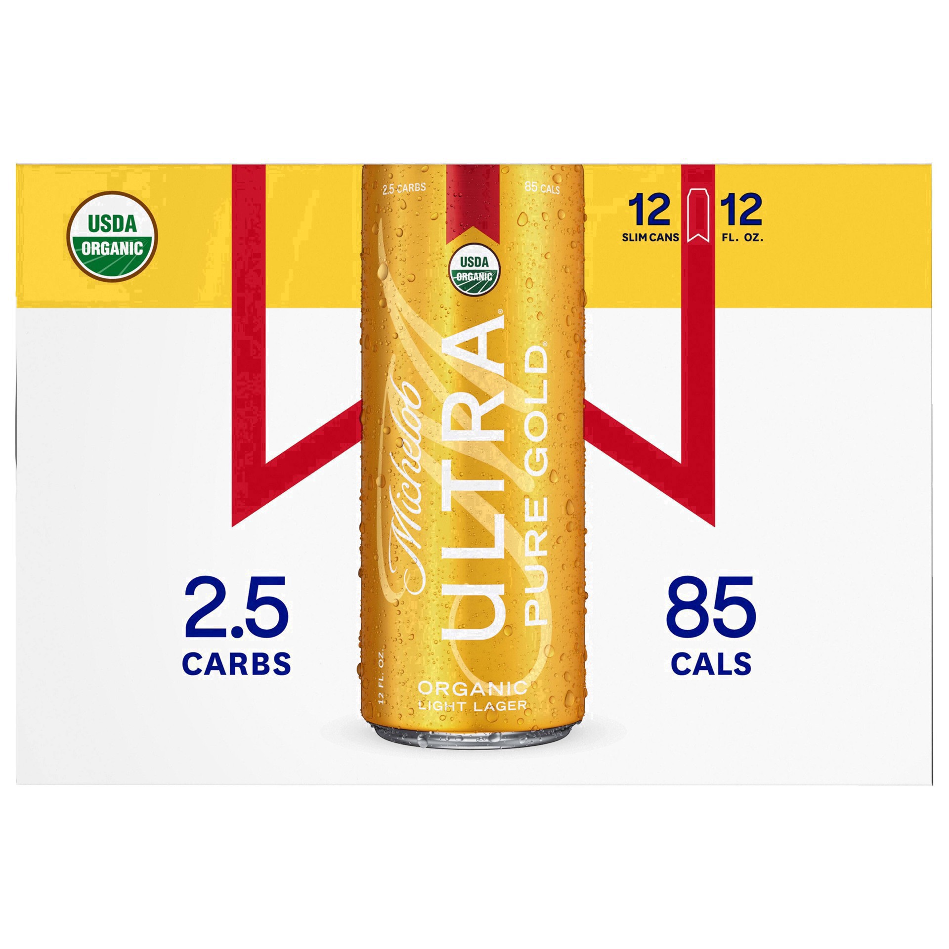 slide 84 of 134, Michelob Ultra Pure Gold Organic Light Lager Beer, 12-12 fl. oz. Cans, 12 ct; 12 oz