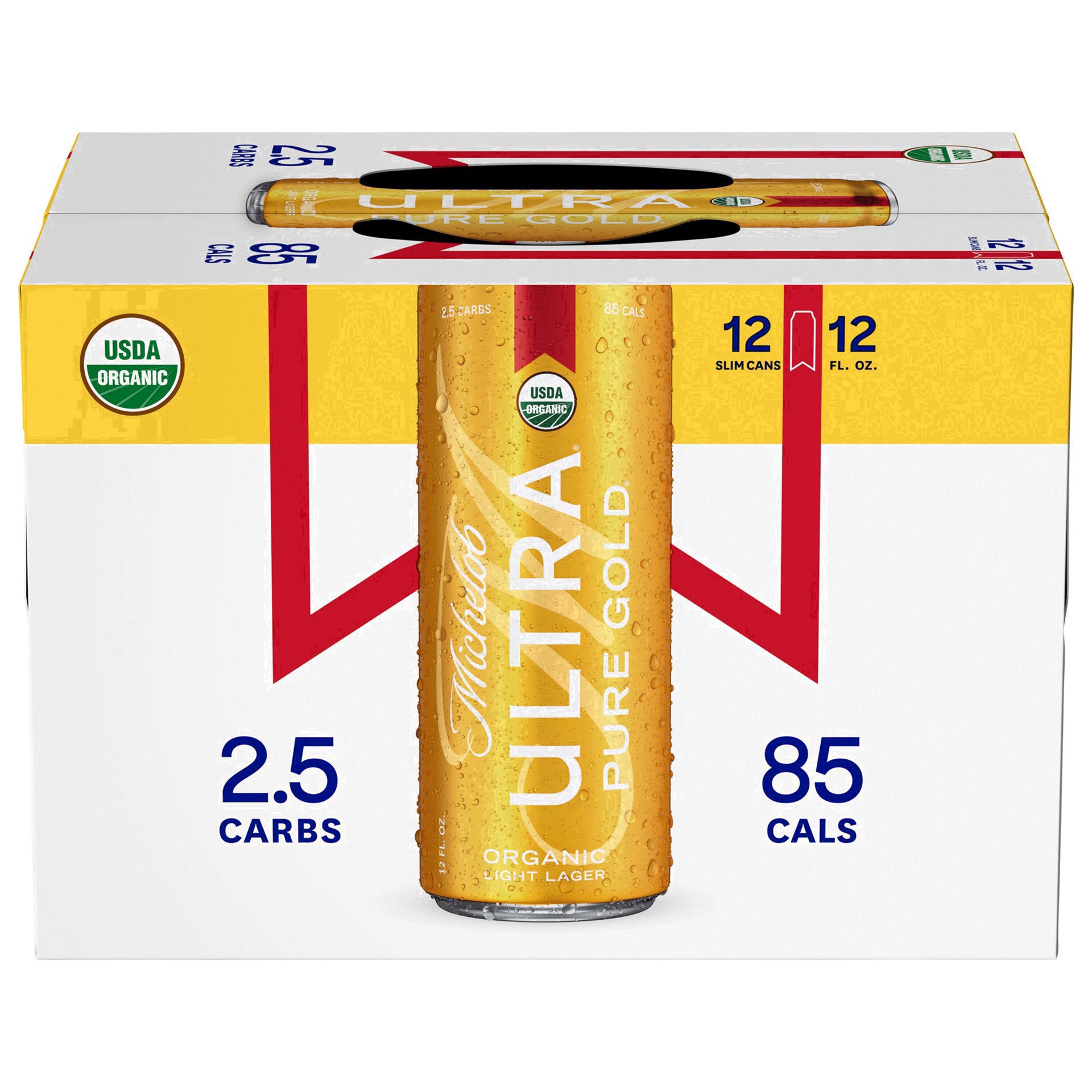 slide 58 of 134, Michelob Ultra Pure Gold Organic Light Lager Beer, 12-12 fl. oz. Cans, 12 ct; 12 oz