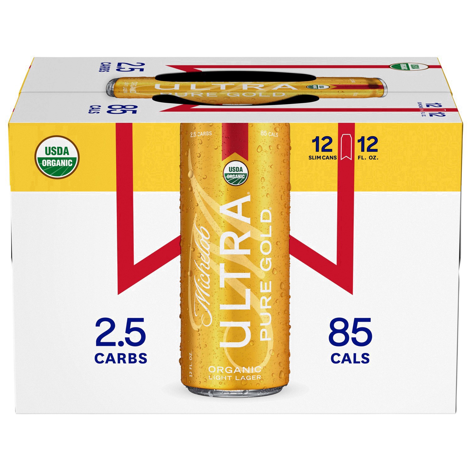 slide 13 of 134, Michelob Ultra Pure Gold Organic Light Lager Beer, 12-12 fl. oz. Cans, 12 ct; 12 oz