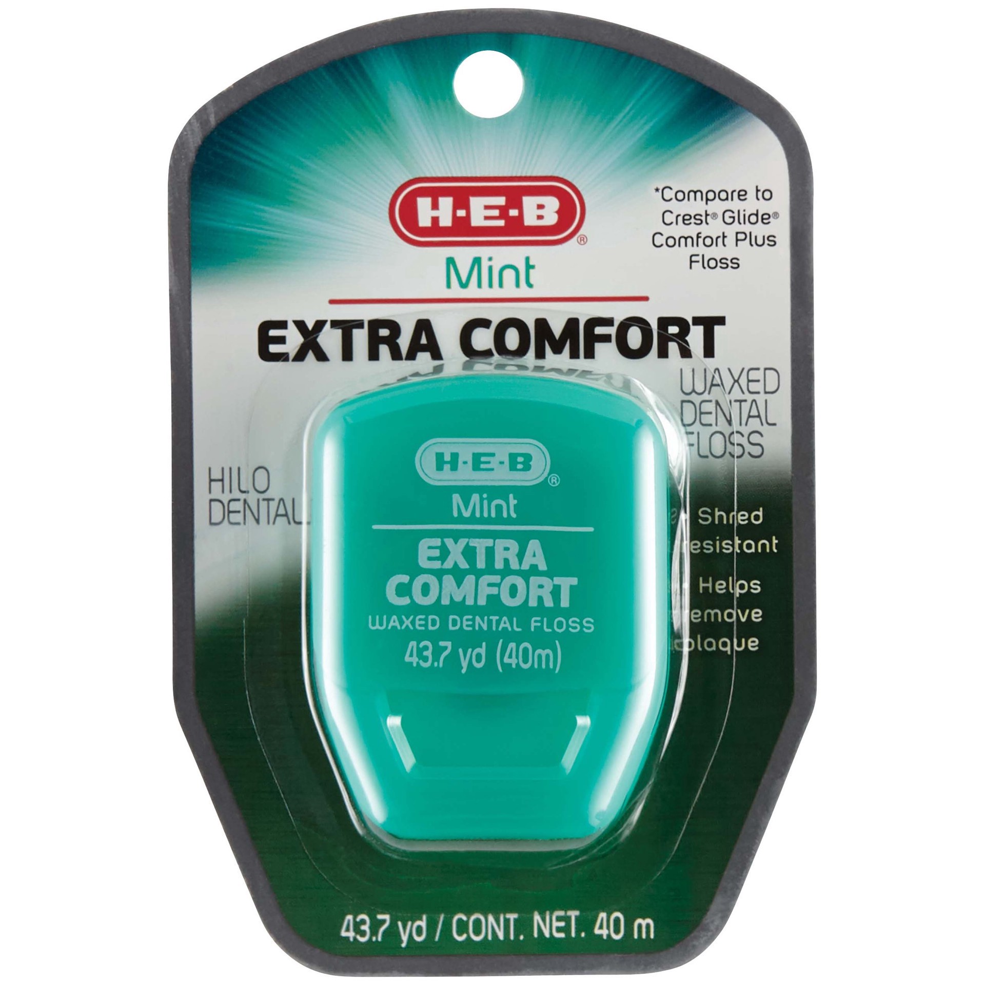 slide 1 of 1, H-E-B Extra Comfort Mint Waxed Dental Floss 43.7 YD, 1 ct