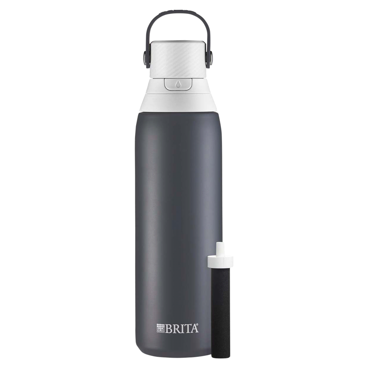 slide 1 of 1, Brita Premium Filtering Stainless Steel Water Bottle - Carbon, 20 oz