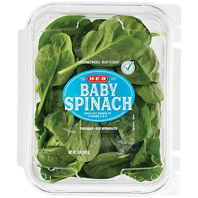 slide 1 of 1, H-E-B Baby Spinach, 5 oz