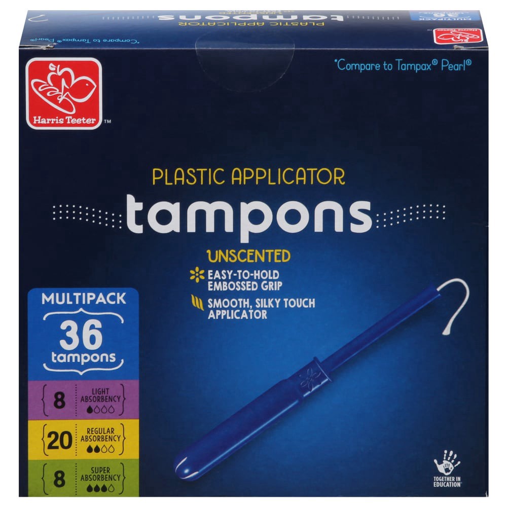 slide 1 of 4, Harris Teeter Plastic Applicator Tampons - Multipack, 36 ct