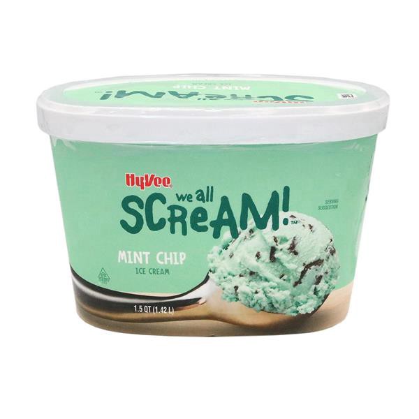 slide 1 of 1, Hy-Vee We All Scream Mint Chip, 1.5 qt