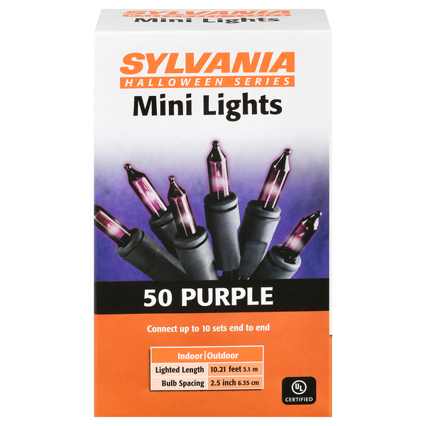 slide 1 of 1, Sylvania Halloween Series Mini Lights Indoor/Outdoor Purple, 50 ct