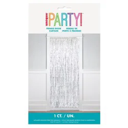 Unique Foil Fringe Door Curtain - Silver