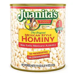 Juanitas Foods Hominy Mexican Style Can - 110 Oz