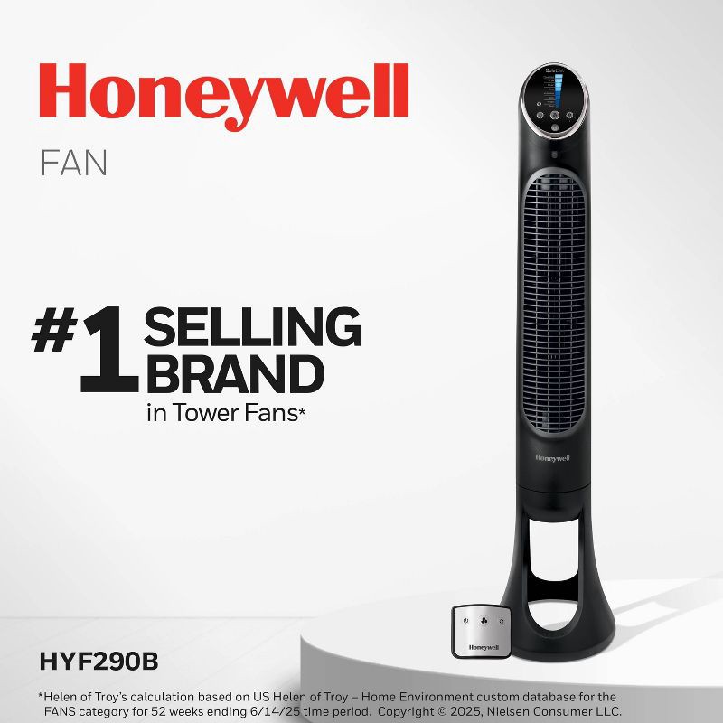 slide 3 of 13, Honeywell QuietSet 8-Speed Oscillating Tower Fan Black HYF290B: Programmable Timer, Quiet Operation, ETL Listed, 1 ct