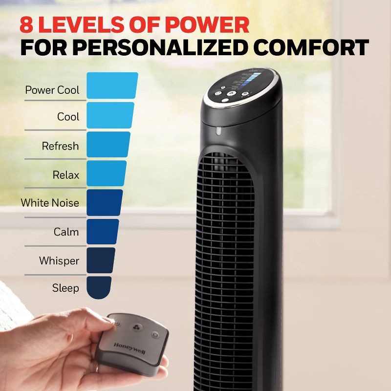 slide 5 of 13, Honeywell QuietSet 8-Speed Oscillating Tower Fan Black HYF290B: Programmable Timer, Quiet Operation, ETL Listed, 1 ct