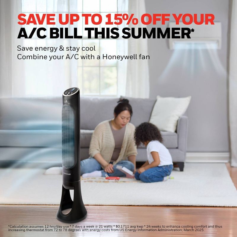slide 6 of 13, Honeywell QuietSet 8-Speed Oscillating Tower Fan Black HYF290B: Programmable Timer, Quiet Operation, ETL Listed, 1 ct