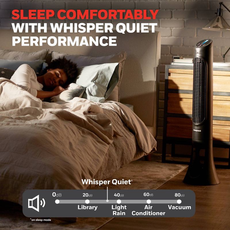 slide 10 of 13, Honeywell QuietSet 8-Speed Oscillating Tower Fan Black HYF290B: Programmable Timer, Quiet Operation, ETL Listed, 1 ct