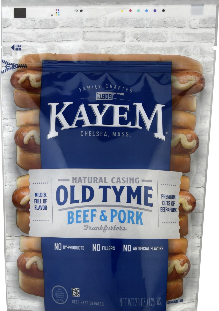 slide 5 of 13, Kayem Old Tyme Natural Casing Beef & Pork Frankfurters 20 oz, 20 oz