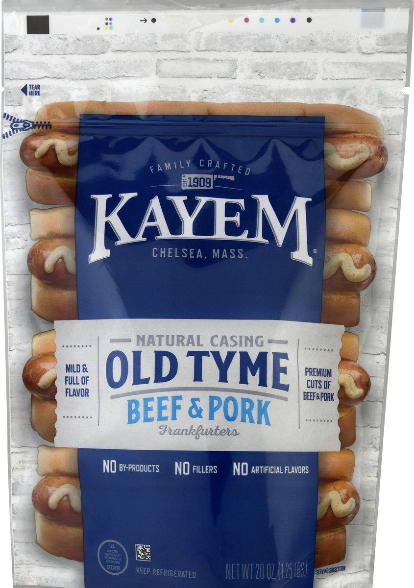 slide 1 of 13, Kayem Old Tyme Natural Casing Beef & Pork Frankfurters 20 oz, 20 oz