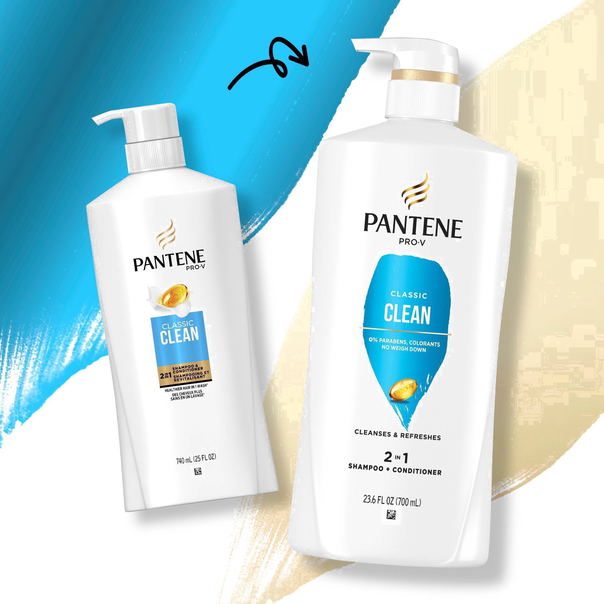 slide 52 of 109, PANTENE PRO-V Classic Clean 2in1 Shampoo + Conditioner, 23.6oz, 23.60 fl oz