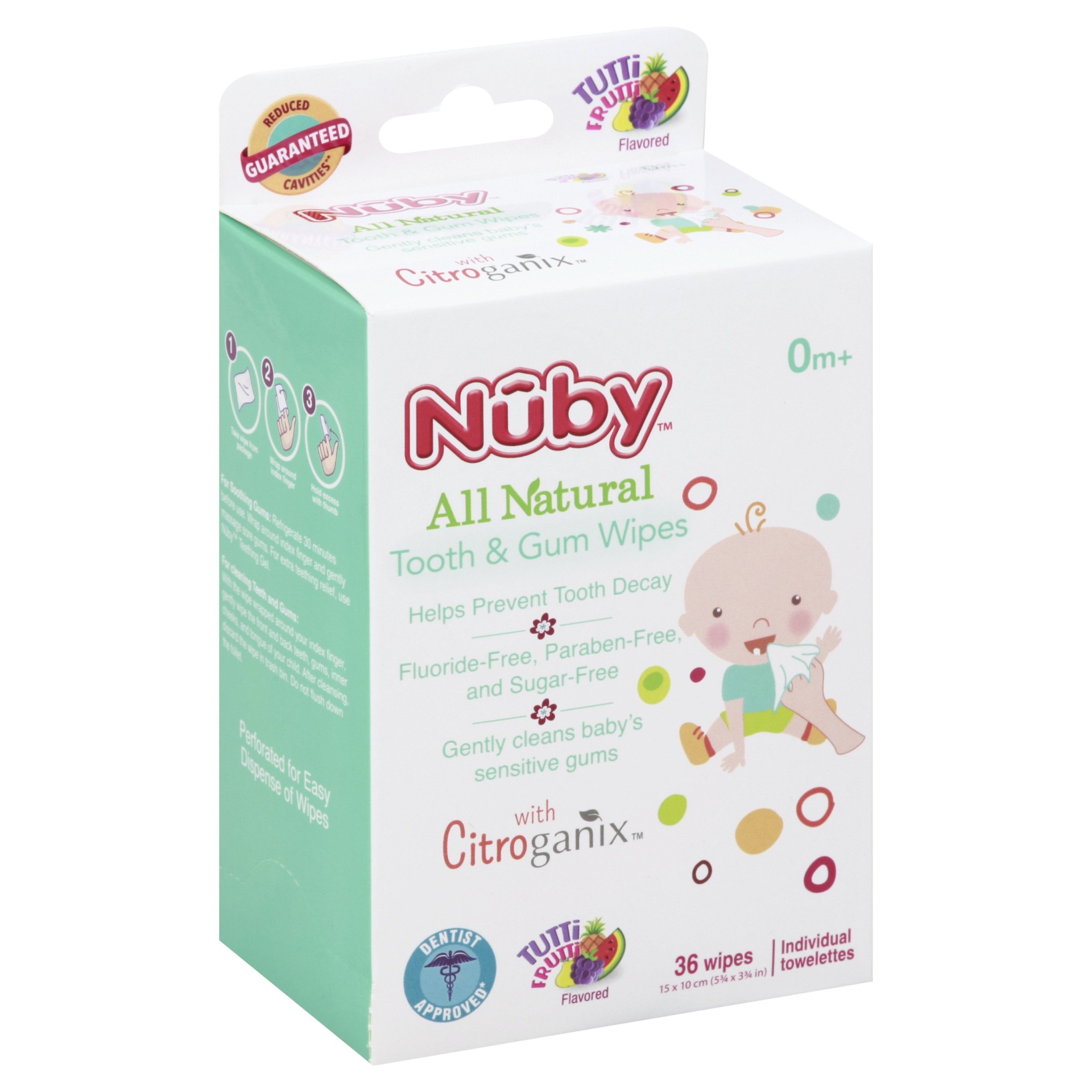 slide 1 of 2, Nuby All Natural Tooth & Gum Wipes, 36 ct