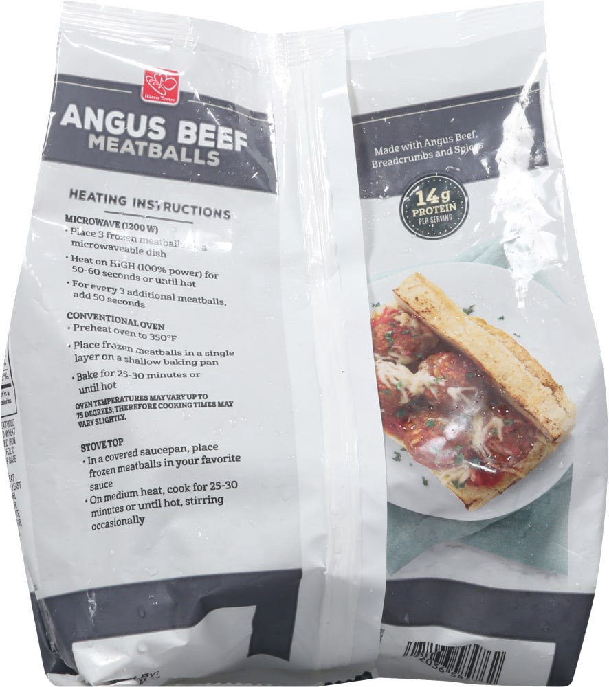 slide 5 of 6, Harris Teeter Fully Cooked Microwavable Angus Beef Meatballs, 24 oz