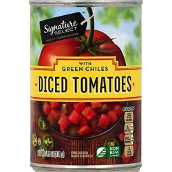 Signature Select Diced Petite Tomatoes With Green Chilies - 14.5 Oz