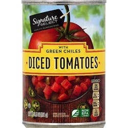 Signature Select Diced Petite Tomatoes With Green Chilies - 14.5 Oz
