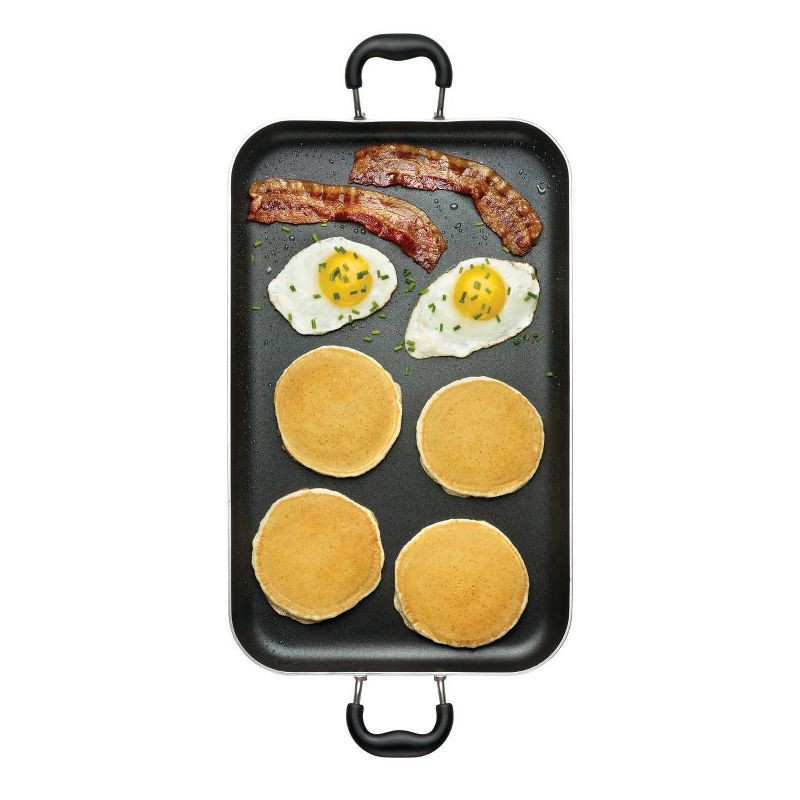 slide 2 of 3, T-fal 18"x11" Double Burner Griddle, Nonstick Cookware Black, 1 ct