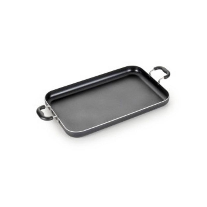 slide 3 of 3, T-fal 18"x11" Double Burner Griddle, Nonstick Cookware Black, 1 ct