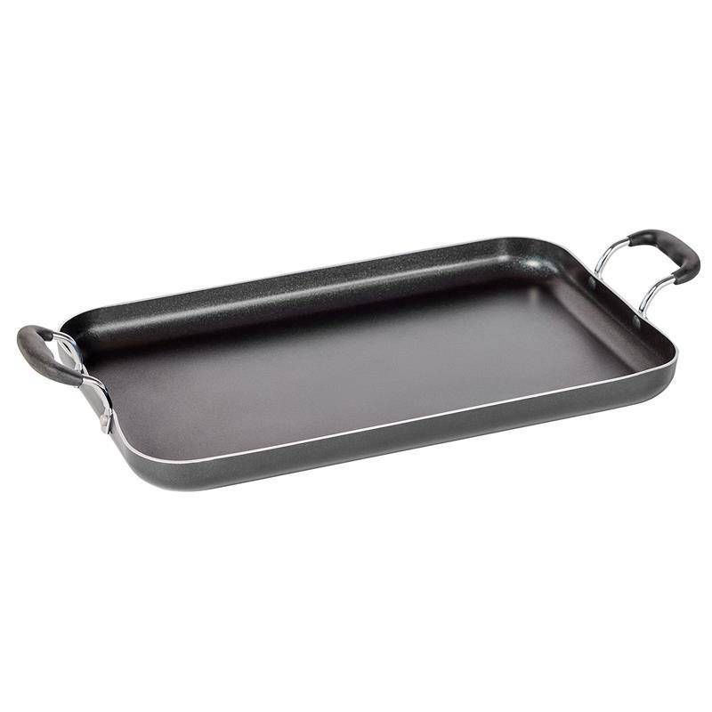 slide 1 of 8, T-fal 18"x11" Double Burner Griddle, Nonstick Cookware Black, 1 ct